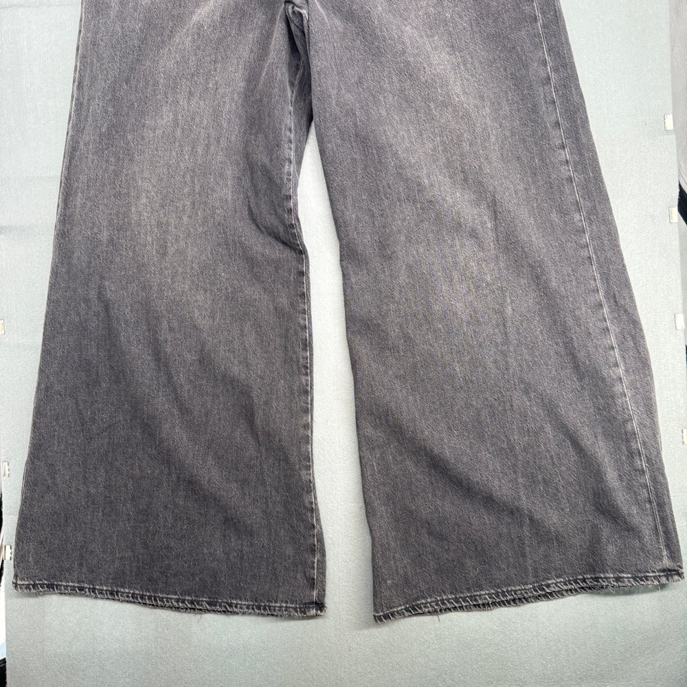 American Eagle Wide Leg Jeans 16L Grey Cotton High Rise Grunge Streetwear Indie - Picture 3 of 16